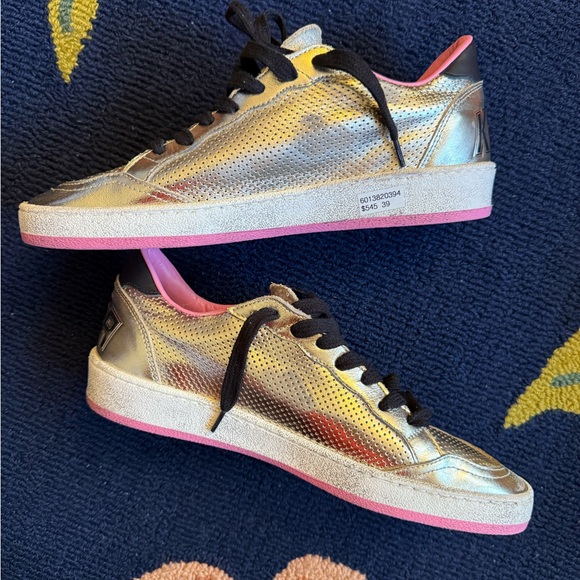 Golden Goose Ball Star Leopard Star Platinum Leather Pink Soles - Picture 3 of 12